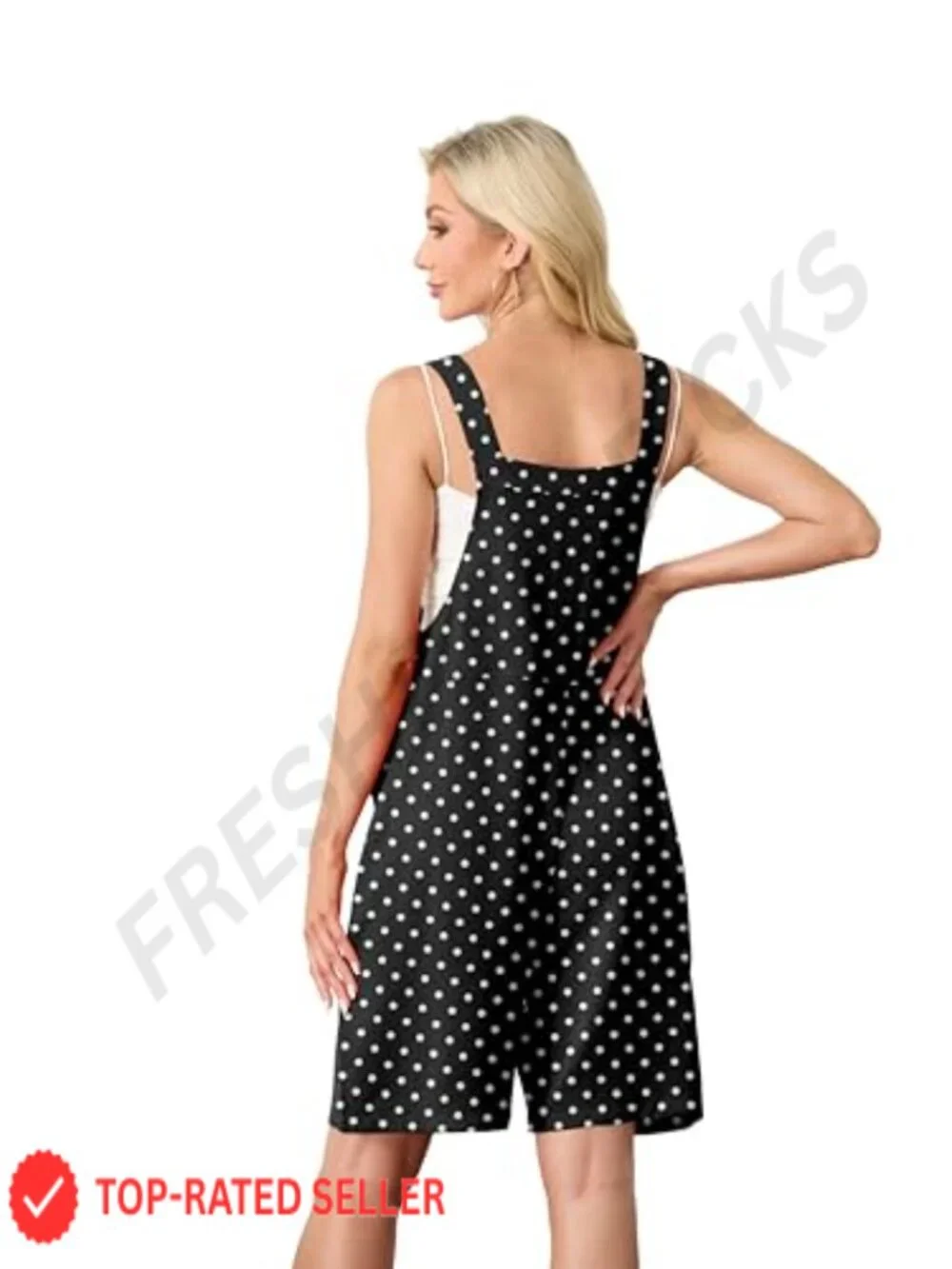 Women's Sleeveless Loose Romper with Pockets Casual Summer Jumpsuit